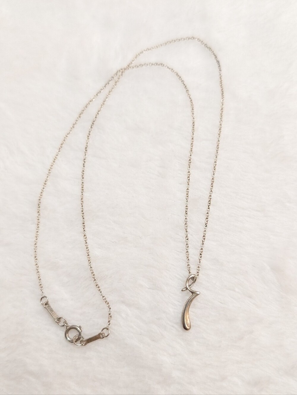 Tiffany & Co Silver Peretti Alphabet letter R Necklace Pendant Chain 16" length